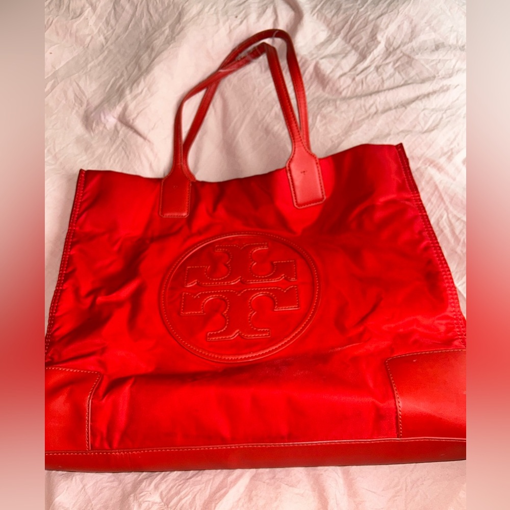 Red Tory Burch Tote Bag